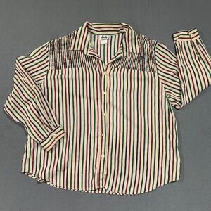 Vintage Women's 4X Vertical Stripe Button Up Shirt Cotton‎ Blend Multicolor